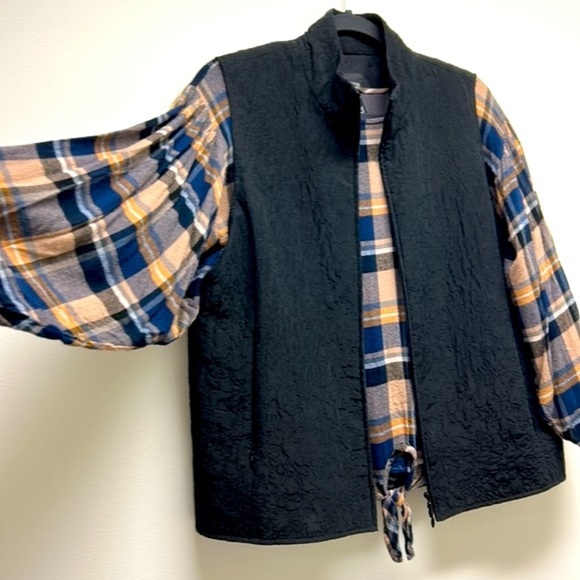 Eileen Fisher | Silk Embroidered Vest Black Quilted S - Picture 4 of 13